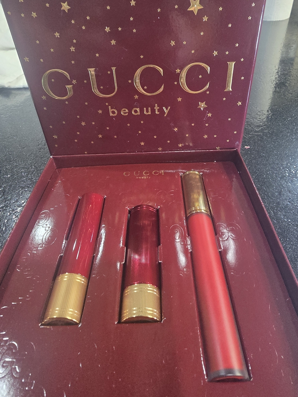 New Gucci Beauty Red Lipstick & Lip Gloss Set